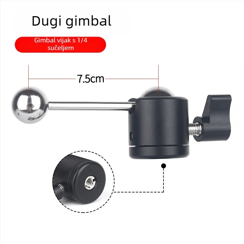 Metalna univerzalna pan-tilt glava s 360° rotirajućom bazom za mobitele, tablete i kamere – dodatak za stativ