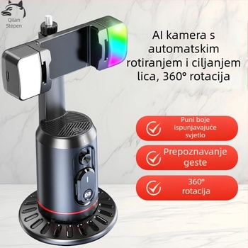 AI kamera s pan-tilt za mobitel s prepoznavanjem lica i stabilizacijom, 360° horizontalno i vertikalno okretanje, bez instalacije, ABS, 295 g