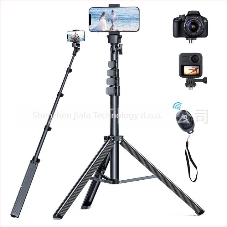 Aluminijski sklopivi stativ za mobitel s integriranim selfie štapićem, fleksibilnim vratom za držač telefona, 3D PTZ, nosivost 2–5 kg