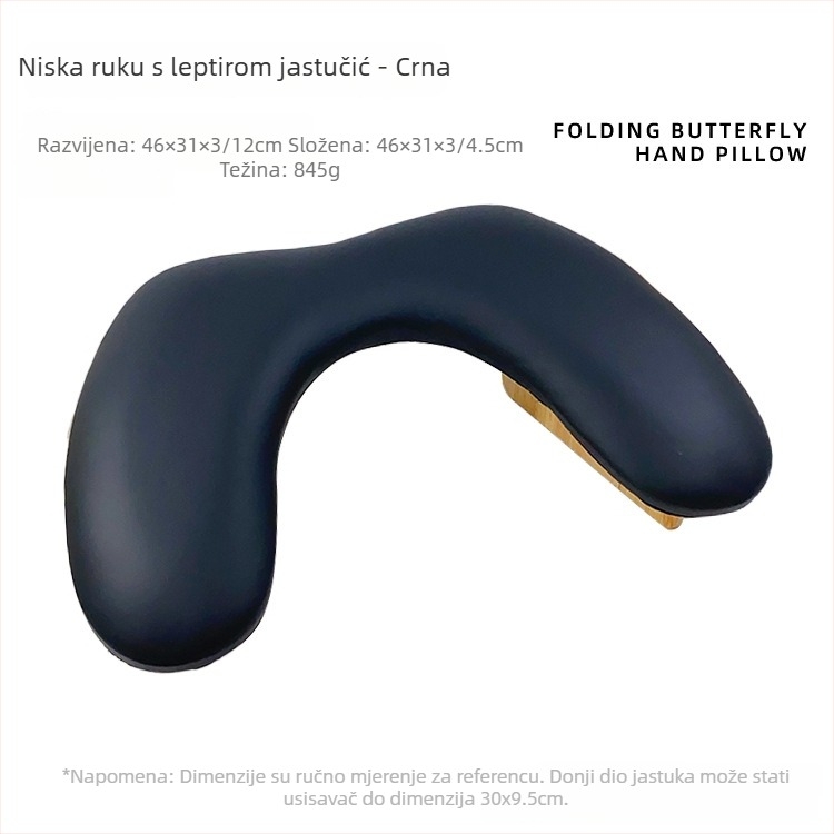 Podložak za ruke za manikuru – dizajn leptira, U-oblik sklopiva, mekani jastuk za ublažavanje umora ruku