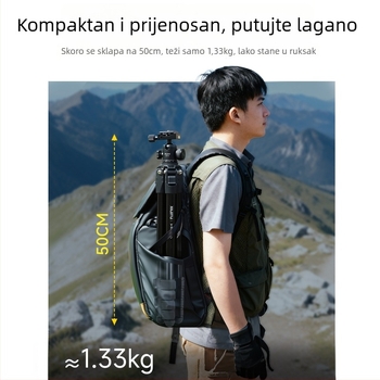 Stativ od aluminijske legure s kuglastom glavom, 4 sekcije, ploča brzog oslobađanja, težina 1,33 kg