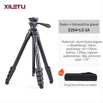 Stativ od aluminijske legure s kuglastom glavom, 4 sekcije, ploča brzog oslobađanja, težina 1,33 kg
