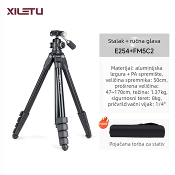 Stativ od aluminijske legure s kuglastom glavom, 4 sekcije, ploča brzog oslobađanja, težina 1,33 kg