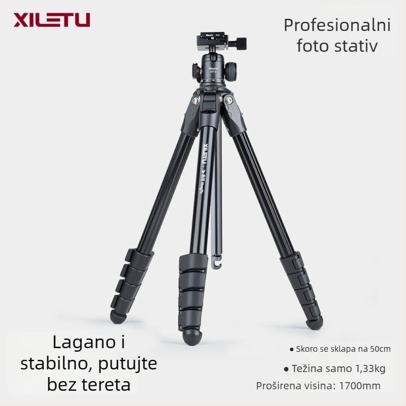 Stativ od aluminijske legure s kuglastom glavom, 4 sekcije, ploča brzog oslobađanja, težina 1,33 kg