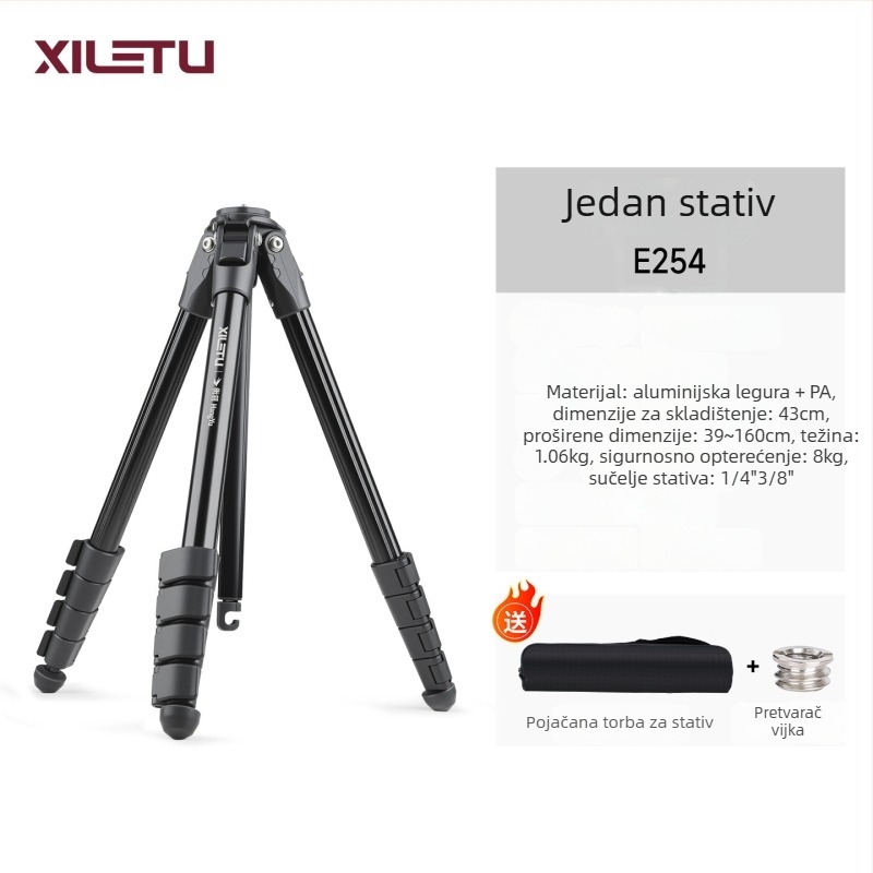 Stativ od aluminijske legure s kuglastom glavom, 4 sekcije, ploča brzog oslobađanja, težina 1,33 kg