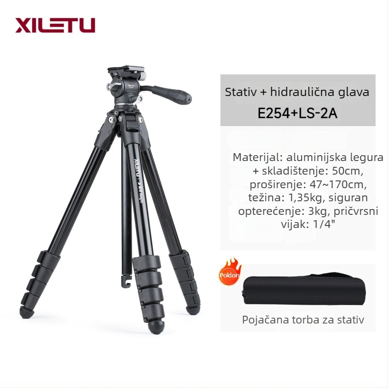 Stativ od aluminijske legure s kuglastom glavom, 4 sekcije, ploča brzog oslobađanja, težina 1,33 kg