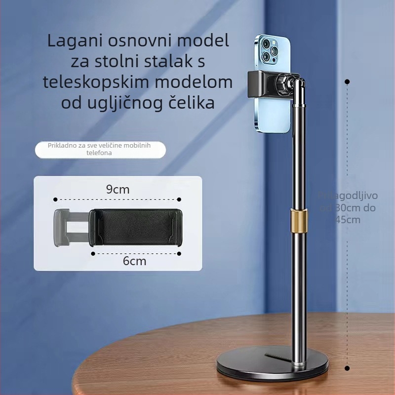Stalak za mobitel na stolu, potpuno metalni, univerzalni, višenamjenski za snimanje videa i livestream