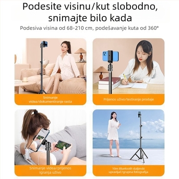 Podna univerzalna stativ za telefon s LED rasvjetom za streaming uživo