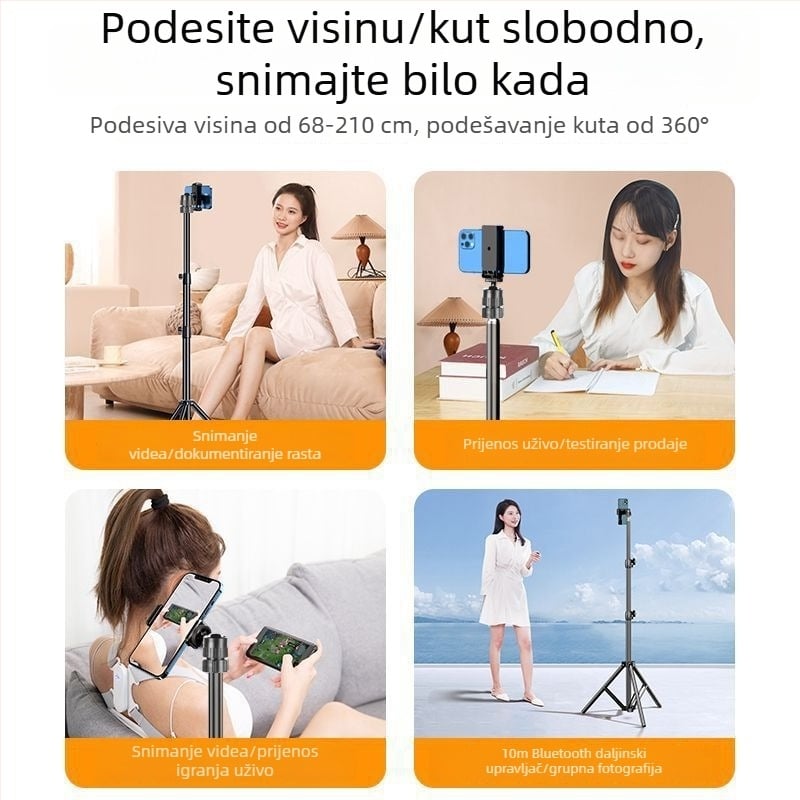Podna univerzalna stativ za telefon s LED rasvjetom za streaming uživo