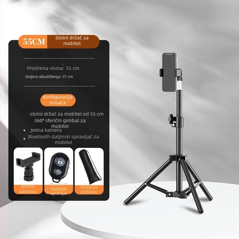 Podna univerzalna stativ za telefon s LED rasvjetom za streaming uživo