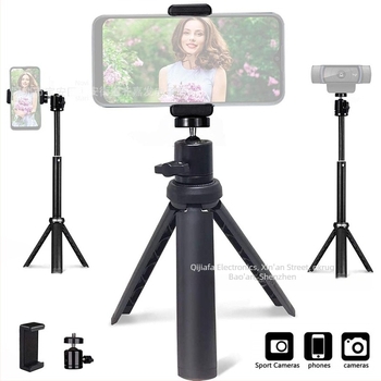 Stolni mini foto-stativ — Prijenosni selfie stativ za telefon, Metalna konstrukcija, Nosivost 1 kg, Promjer cijevi 1 cm, Dizajn s 1 segmentom