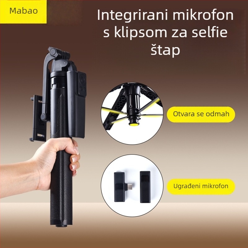 Sve-u-jednom Lavalier mikrofon i držač za telefon s 360° rotacijom, legura, Bluetooth daljinski upravljač