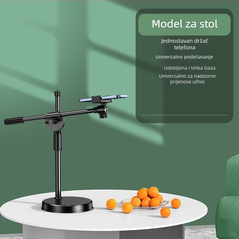 Stalak za nadgledanje snimanje iznad telefona, 360° rotacija, metalno-ABS konstrukcija, podrška prilagodbi