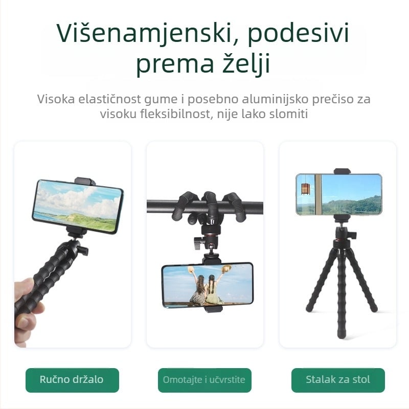 Benbenhu Dy-zm-16 tripod/glava za mobitel i GoPro – ABS/TPR/metal, maksimalna nosivost 2 kg, težina 156 g