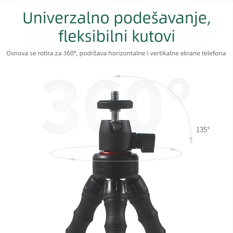 Benbenhu Dy-zm-16 tripod/glava za mobitel i GoPro – ABS/TPR/metal, maksimalna nosivost 2 kg, težina 156 g