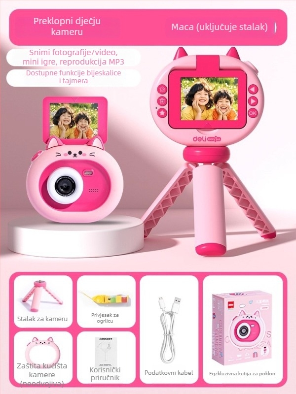 Deli dječja kamera – snima fotografije i videozapise, plastična igračka za djecu od 7 do 14 godina