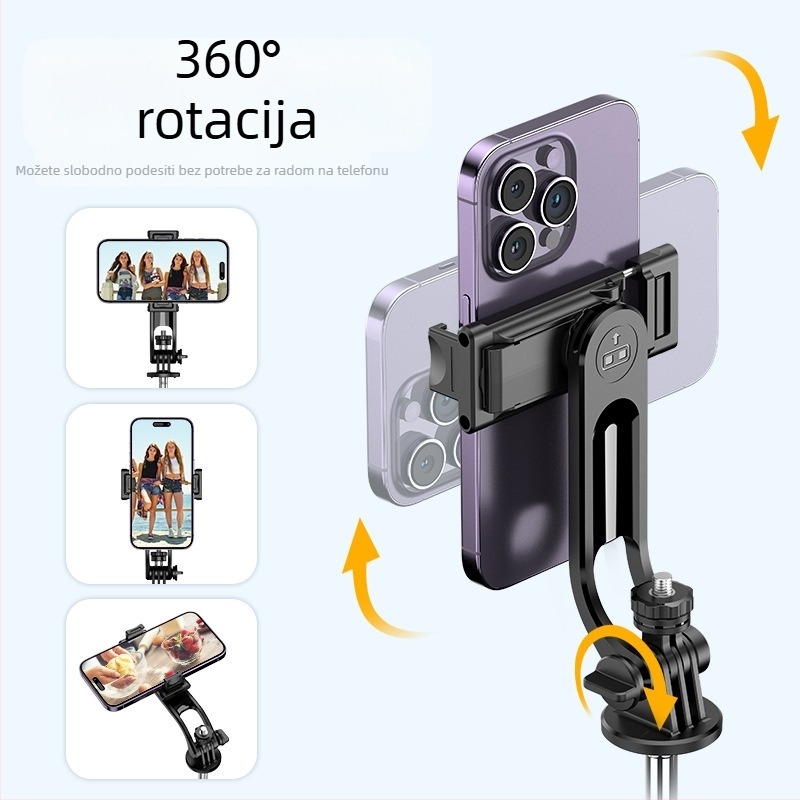 Selfie štap tripod za kamere i pametne telefone | Materijal: ABS + aluminijski spoj | Montaža s navojem 1/4-inch | Model: C12/C13 | Kompatibilan s DJI Pocket 3 / Insta360