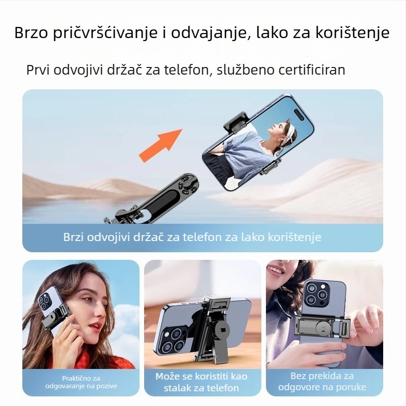 Selfie štap tripod za kamere i pametne telefone | Materijal: ABS + aluminijski spoj | Montaža s navojem 1/4-inch | Model: C12/C13 | Kompatibilan s DJI Pocket 3 / Insta360