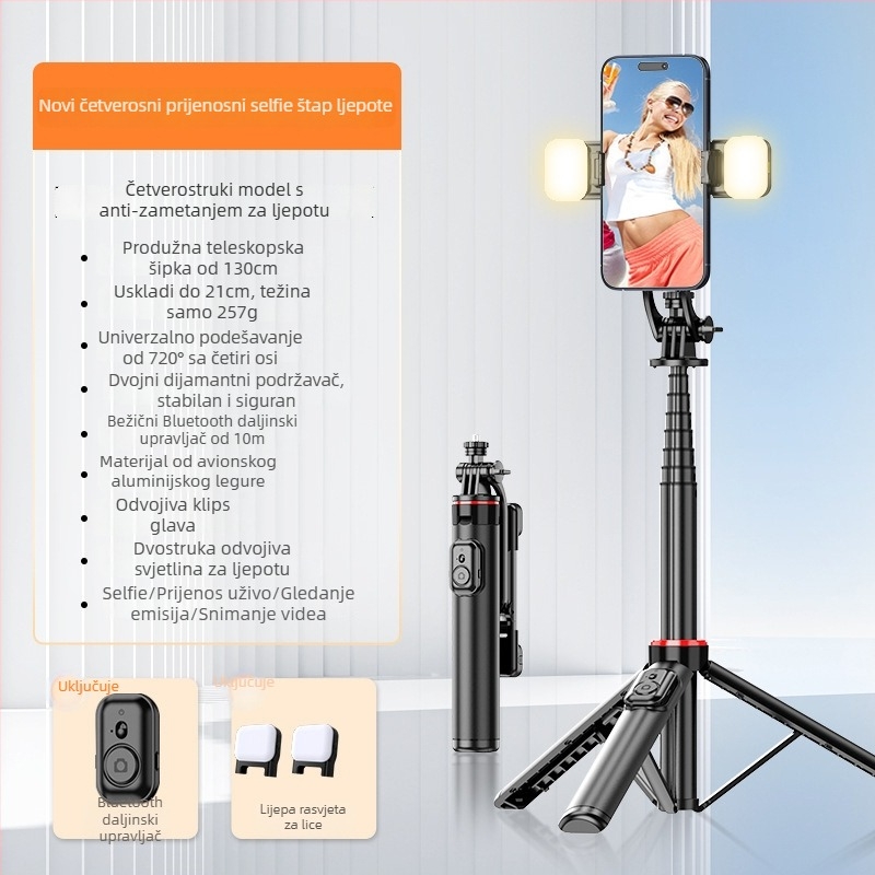 Selfie štap tripod za kamere i pametne telefone | Materijal: ABS + aluminijski spoj | Montaža s navojem 1/4-inch | Model: C12/C13 | Kompatibilan s DJI Pocket 3 / Insta360