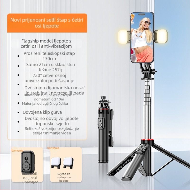 Selfie štap tripod za kamere i pametne telefone | Materijal: ABS + aluminijski spoj | Montaža s navojem 1/4-inch | Model: C12/C13 | Kompatibilan s DJI Pocket 3 / Insta360