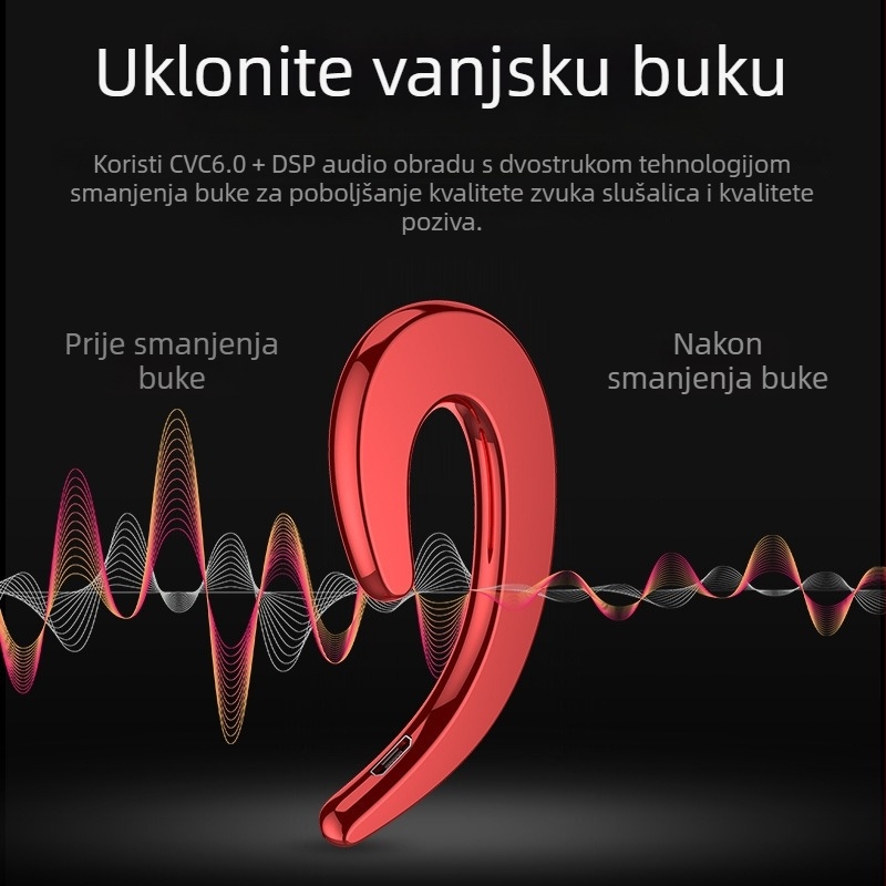 Slušalice za kostnu vodljivost s udicom za uho – Bežične Bluetooth 4.2, domet 10 m, IPX8 vodootporne, trajanje baterije 0–4 h