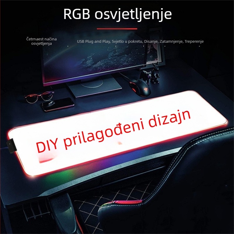 RGB osvijetljena gaming podloga za miša s perzijskim uzorkom i Dunhuang muralom, dvostrana gumena podloga