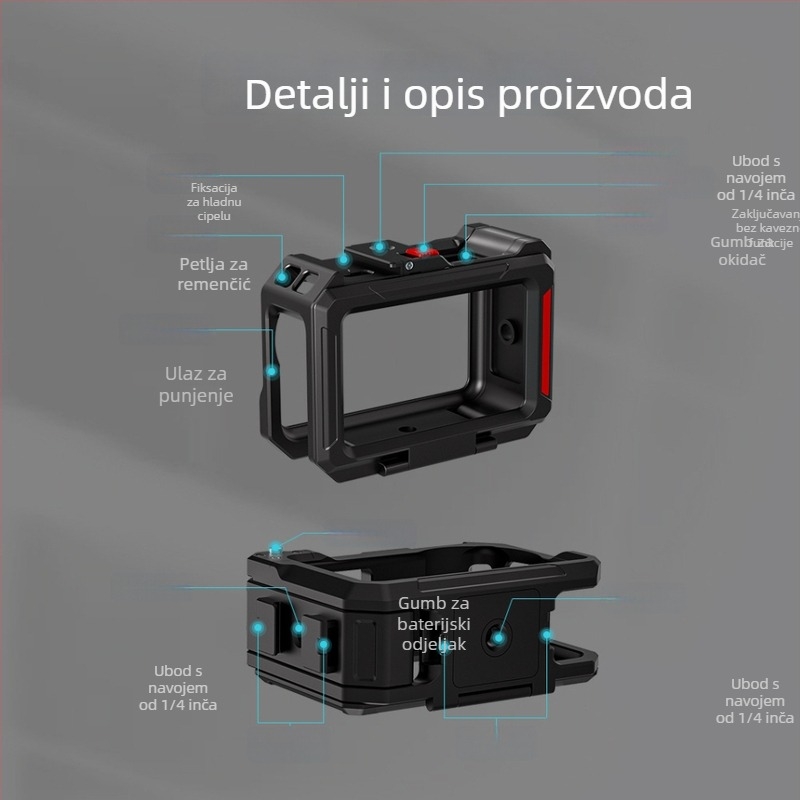 Heaxgk Aluminijski okvirni držač za Osmo Action 6 – držač i okvir