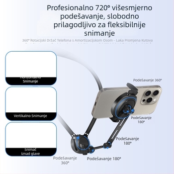 Magnetski držač za telefon na vratu za pogled iz prvog lica — fiksni nosač za GoPro i DJI akcijske kamere | Materijal: silikon, PC, aluminijska legura | Mogućnost prilagodbe logotipa