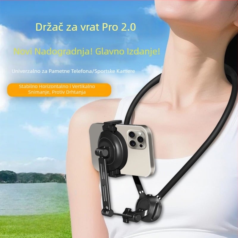 Magnetski držač za telefon na vratu za pogled iz prvog lica — fiksni nosač za GoPro i DJI akcijske kamere | Materijal: silikon, PC, aluminijska legura | Mogućnost prilagodbe logotipa
