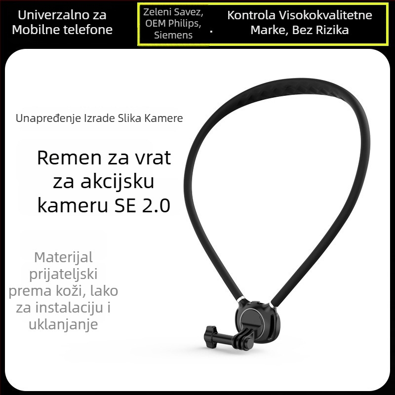 Magnetski držač za telefon na vratu za pogled iz prvog lica — fiksni nosač za GoPro i DJI akcijske kamere | Materijal: silikon, PC, aluminijska legura | Mogućnost prilagodbe logotipa