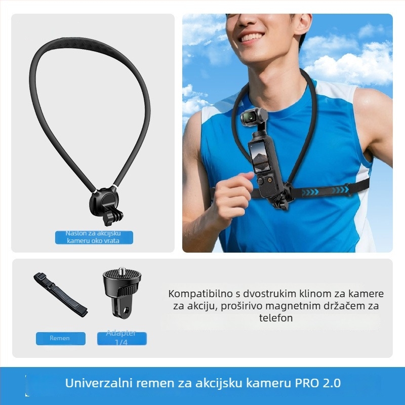 Magnetski držač za telefon na vratu za pogled iz prvog lica — fiksni nosač za GoPro i DJI akcijske kamere | Materijal: silikon, PC, aluminijska legura | Mogućnost prilagodbe logotipa