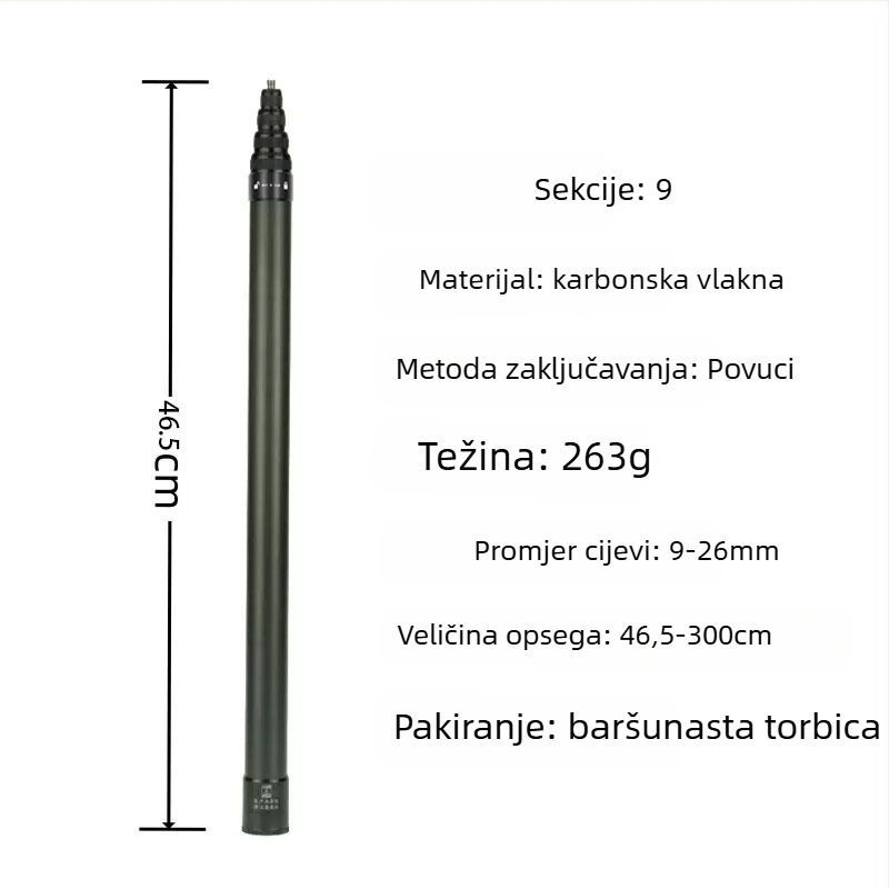 Selfie štap za Insta360 X3/X4 akcijsku kameru — karbonska vlakna/aluminijska legura; kompatibilno s Insta360 akcijskim kamerama; Marka: YOTULI. (Marka: YOTULI; Materijal: karbonska vlakna/aluminijska legura; Kompatibilnost: Insta360 akcijske kamere)