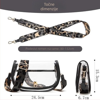PVC prozirna ženska crossbody torbica za rame s džepom za telefon, zatvarač, vodoravni kvadratni oblik