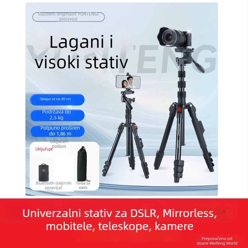 Yunteng 190 profesionalni DSLR stativ – kompaktni putni stativ za fotografiju i video s kugličnom glavom
