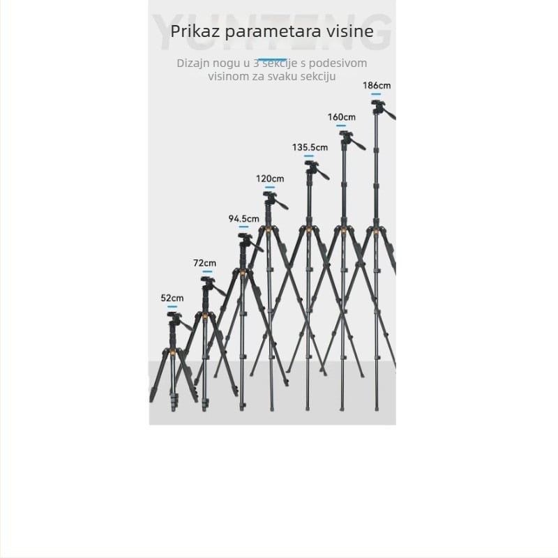 Yunteng 190 profesionalni DSLR stativ – kompaktni putni stativ za fotografiju i video s kugličnom glavom