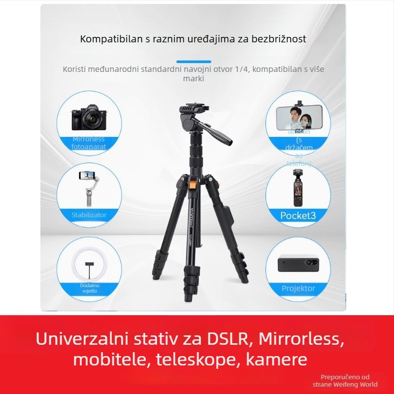 Yunteng 190 profesionalni DSLR stativ – kompaktni putni stativ za fotografiju i video s kugličnom glavom