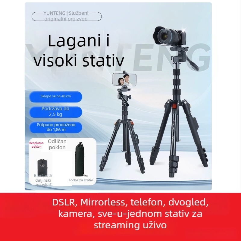 Yunteng 190 profesionalni DSLR stativ – kompaktni putni stativ za fotografiju i video s kugličnom glavom