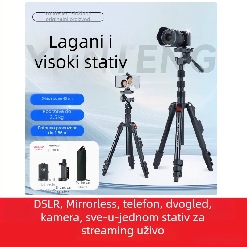 Yunteng 190 profesionalni DSLR stativ – kompaktni putni stativ za fotografiju i video s kugličnom glavom