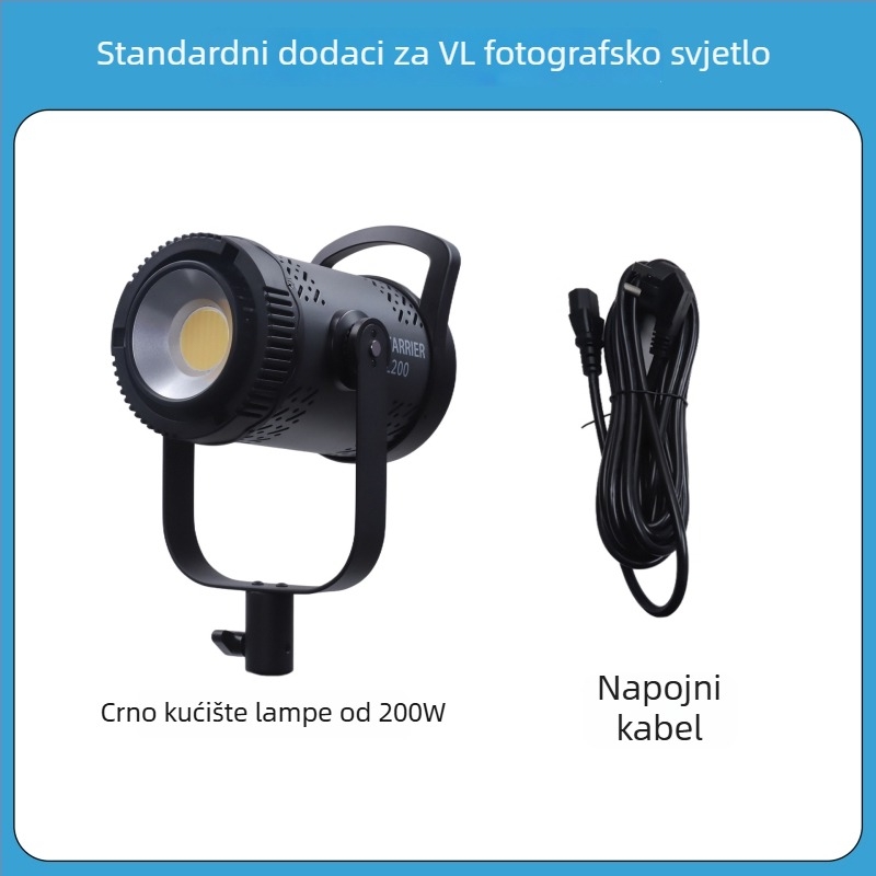 Profesionalno fotografsko svjetlo, COB LED 300W, 220V, 3 boje temperature, podešavanje jačine i boje svjetla, domet do 30 m