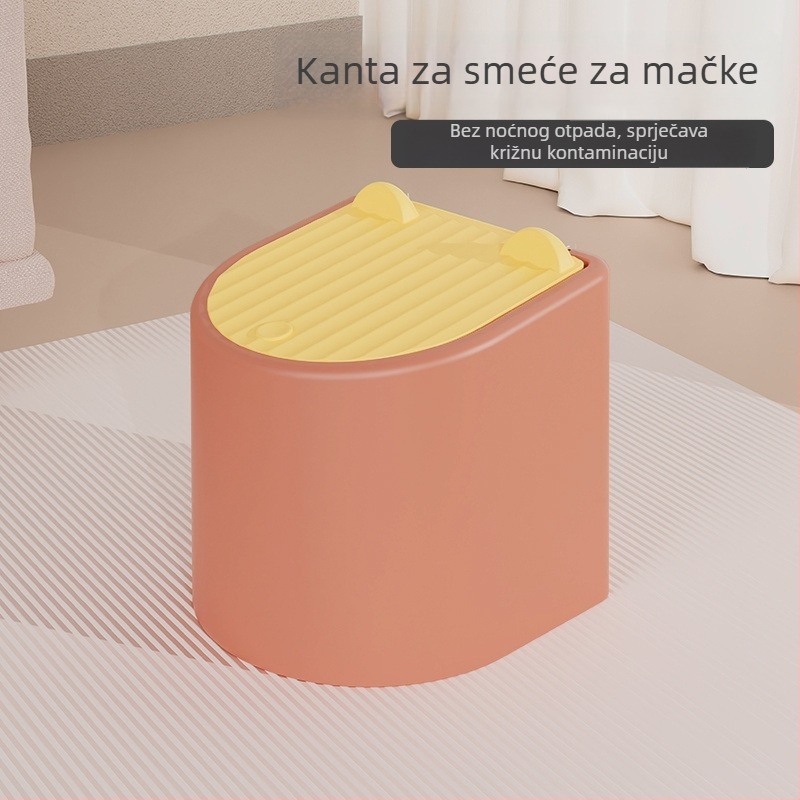 Prijenosni set za mačji pijesak s poklopom — mali kantu s poklopom, mirisna lopatka za pijesak, vrećice za izmet