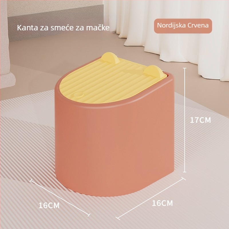 Prijenosni set za mačji pijesak s poklopom — mali kantu s poklopom, mirisna lopatka za pijesak, vrećice za izmet