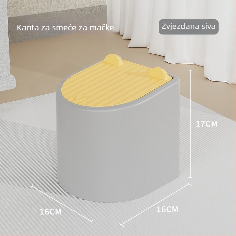 Prijenosni set za mačji pijesak s poklopom — mali kantu s poklopom, mirisna lopatka za pijesak, vrećice za izmet