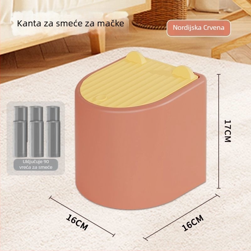 Prijenosni set za mačji pijesak s poklopom — mali kantu s poklopom, mirisna lopatka za pijesak, vrećice za izmet