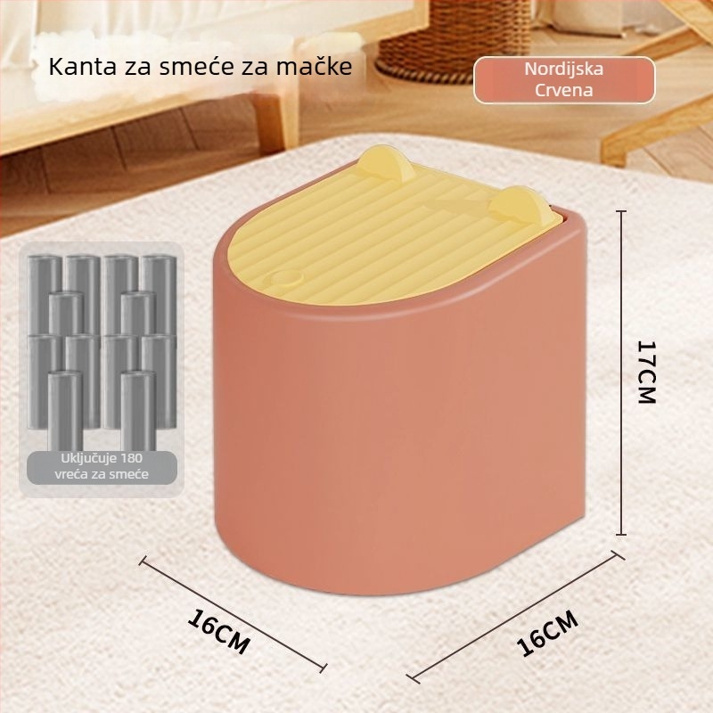 Prijenosni set za mačji pijesak s poklopom — mali kantu s poklopom, mirisna lopatka za pijesak, vrećice za izmet