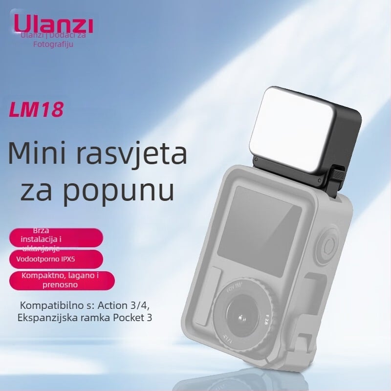 LED rasvjeta za akcijske kamere, promjenjiva jačina, bez neovisnog napajanja, ULANZI