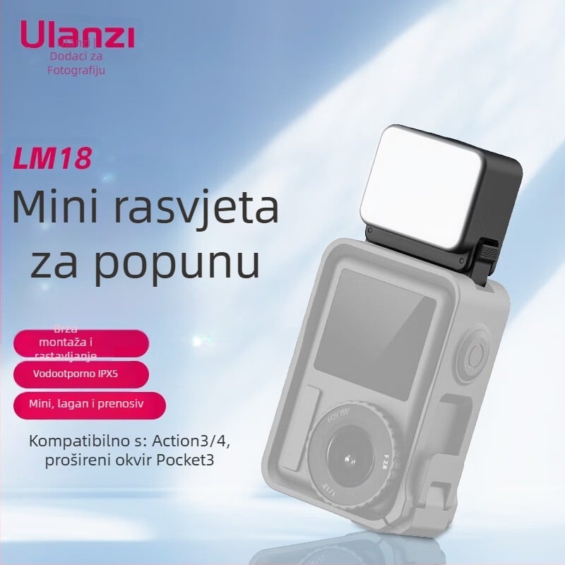LED rasvjeta za akcijske kamere, promjenjiva jačina, bez neovisnog napajanja, ULANZI