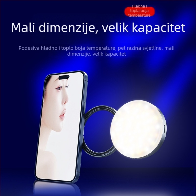 Mini rasvjeta za popunjavanje s magnetskim pričvršćivanjem za fotografiju i prijenos uživo (Snaga ≤10W; Napon 5V; 126 LED; Težina 225 g; Materijal ABS+PC+cinkova legura)