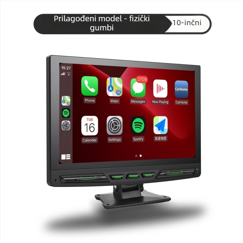 Bežični prijenosni zaslon CarPlay s podrškom za vožnju i navigaciju unazad, model PS7002, LCD zaslon, SD kartica, napajanje putem cigaretne utičnice