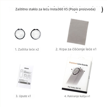Zaštitna leća za Insta360X5 – PC + kaljeno staklo, mogućnost otiska loga, paket: 1 kom.