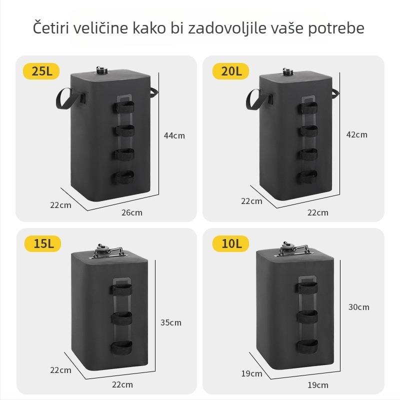 Sak za vodu za šator, kvadratna stabilizacijska vodena vreća, otporna na vjetar